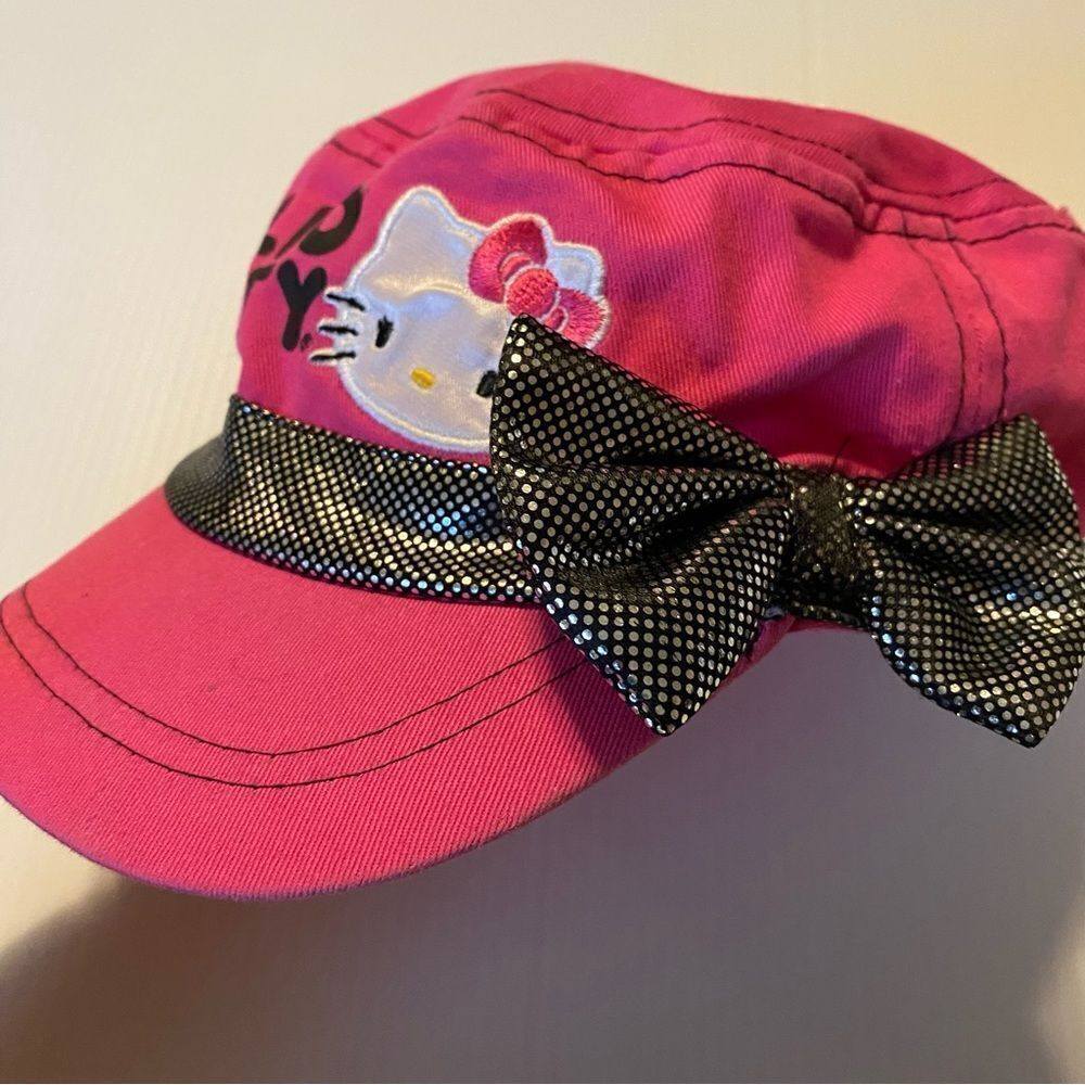 Hello Kitty hot pink bow tie Baseball Cap Hat large girls/small adult